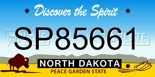 SP85661 North Dakota License Plate