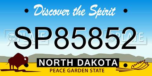 SP85852 North Dakota License Plate