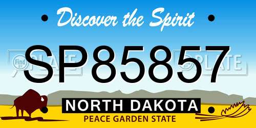 SP85857 North Dakota License Plate