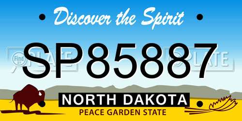 SP85887 North Dakota License Plate