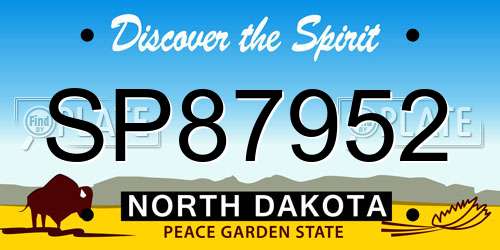 SP87952 North Dakota License Plate
