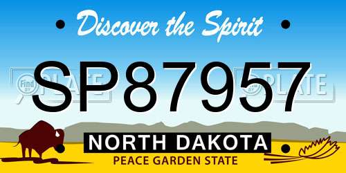 SP87957 North Dakota License Plate