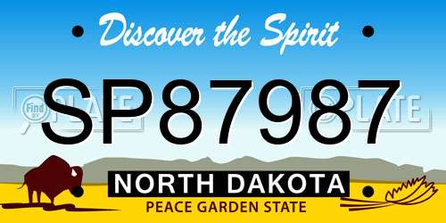 SP87987 North Dakota License Plate