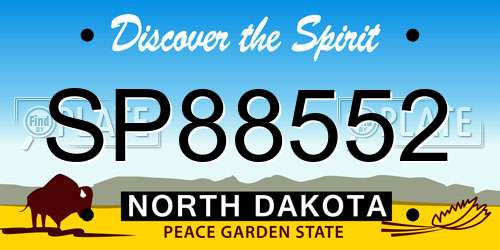 SP88552 North Dakota License Plate