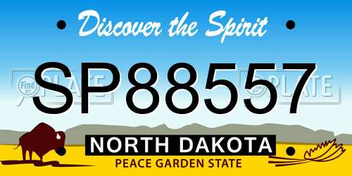 SP88557 North Dakota License Plate
