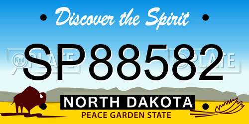 SP88582 North Dakota License Plate