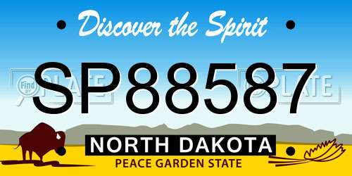 SP88587 North Dakota License Plate