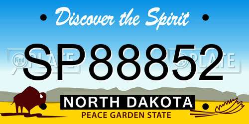 SP88852 North Dakota License Plate