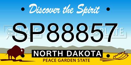 SP88857 North Dakota License Plate