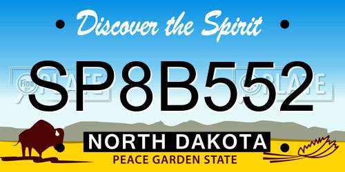 SP8B552 North Dakota License Plate