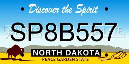 SP8B557 North Dakota License Plate