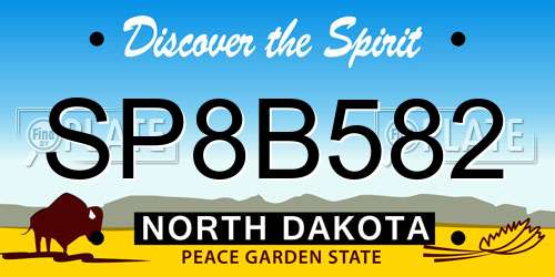 SP8B582 North Dakota License Plate