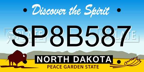 SP8B587 North Dakota License Plate