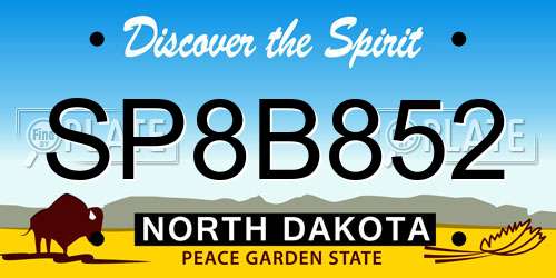 SP8B852 North Dakota License Plate