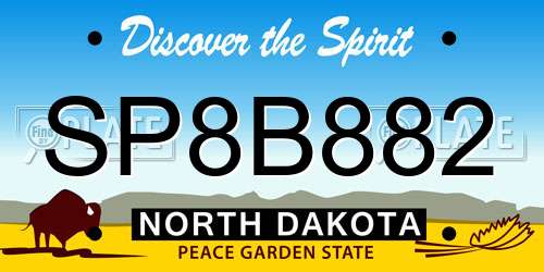 SP8B882 North Dakota License Plate