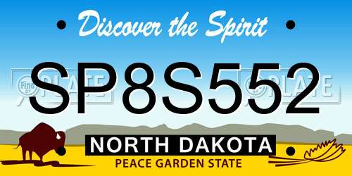 SP8S552 North Dakota License Plate
