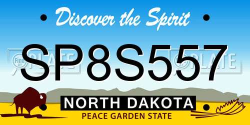 SP8S557 North Dakota License Plate