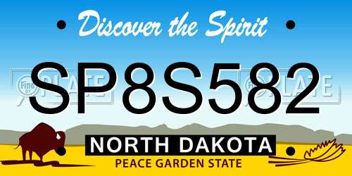 SP8S582 North Dakota License Plate