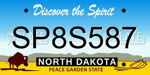 SP8S587 North Dakota License Plate