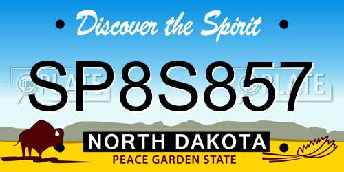 SP8S857 North Dakota License Plate