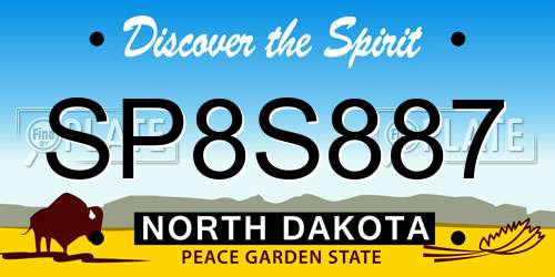 SP8S887 North Dakota License Plate