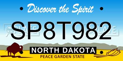 SP8T982 North Dakota License Plate