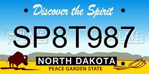 SP8T987 North Dakota License Plate