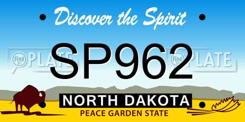 SP962 North Dakota License Plate