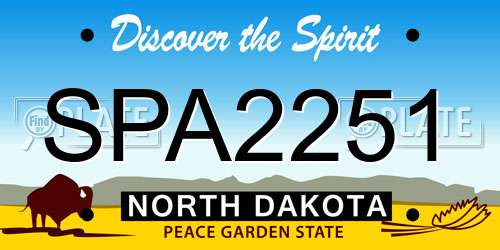 SPA2251 North Dakota License Plate
