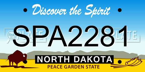 SPA2281 North Dakota License Plate