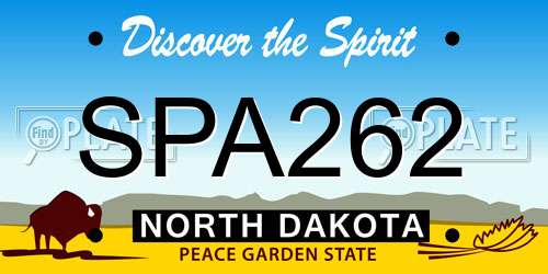 SPA262 North Dakota License Plate
