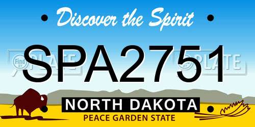 SPA2751 North Dakota License Plate
