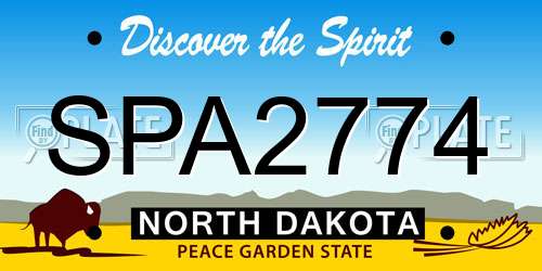 SPA2774 North Dakota License Plate