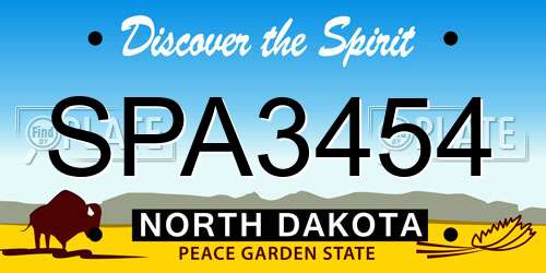 SPA3454 North Dakota License Plate