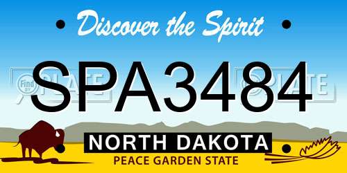 SPA3484 North Dakota License Plate