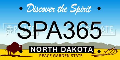 SPA365 North Dakota License Plate