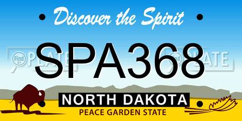 SPA368 North Dakota License Plate
