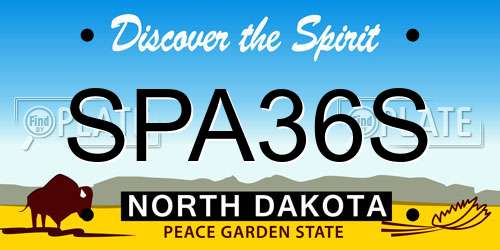 SPA36S North Dakota License Plate