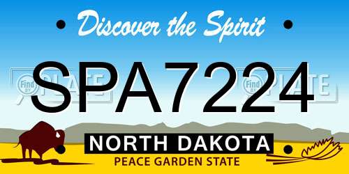 SPA7224 North Dakota License Plate