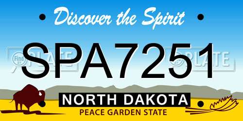 SPA7251 North Dakota License Plate