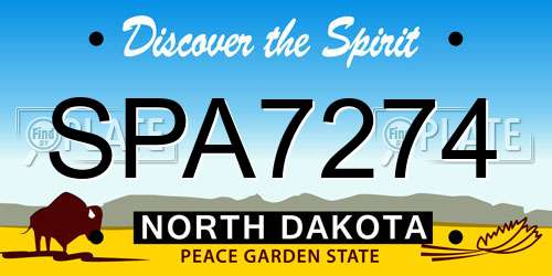 SPA7274 North Dakota License Plate