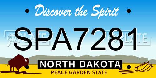 SPA7281 North Dakota License Plate