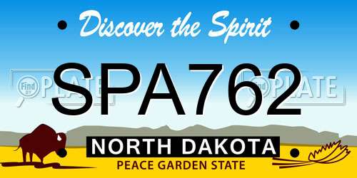 SPA762 North Dakota License Plate