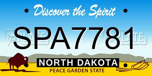 SPA7781 North Dakota License Plate