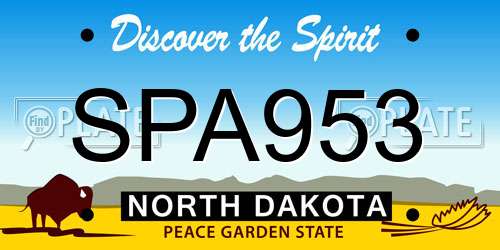 SPA953 North Dakota License Plate