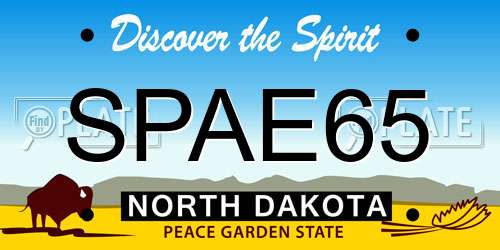 SPAE65 North Dakota License Plate