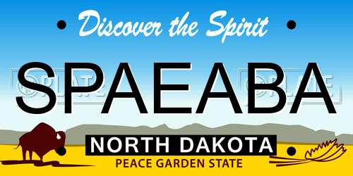 SPAEABA North Dakota License Plate