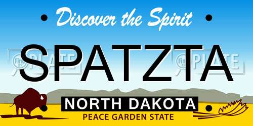 SPATZTA North Dakota License Plate