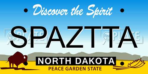 SPAZTTA North Dakota License Plate