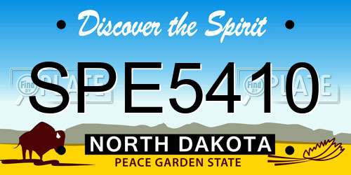 SPE5410 North Dakota License Plate